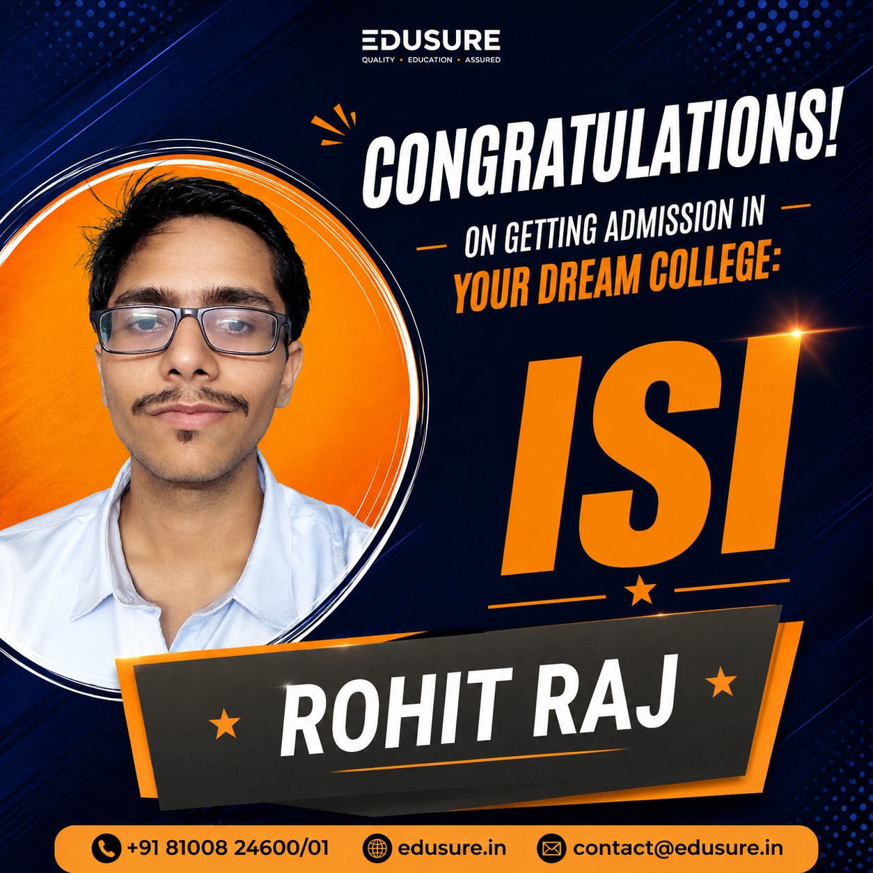 isi rohit raj selected