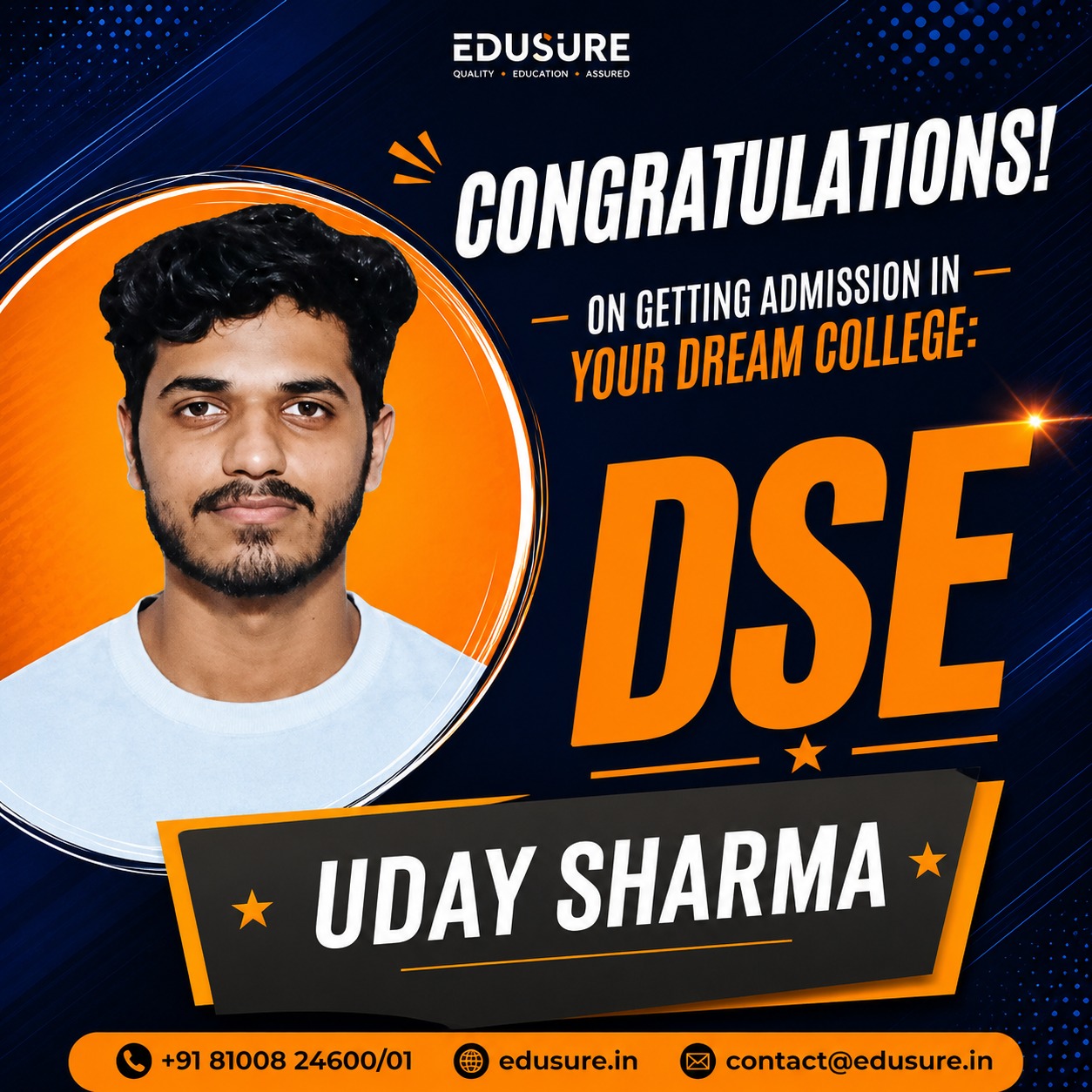dse uday sharma selected