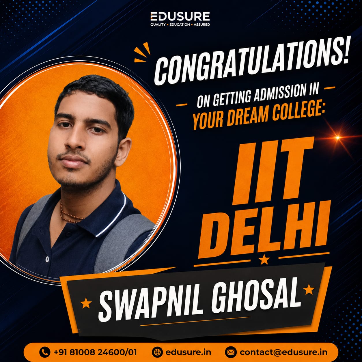 iit swapnil ghosal selected